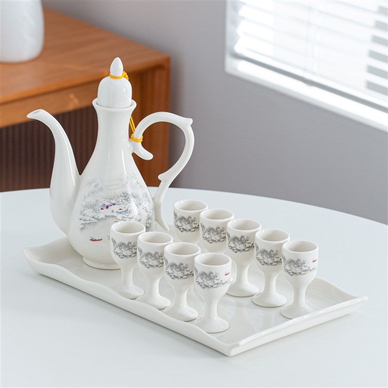 陶瓷白酒杯家用酒壶中式酒具小酒盅仿古风分酒器烈酒杯套装一口杯,淘宝优惠券,粉丝福利购,淘宝优惠卷