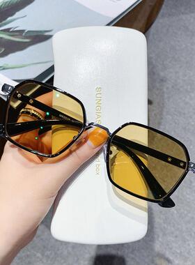 星空渐层蓝变色眼镜男近视太阳眼镜配有度数防辐射自动感光太阳眼