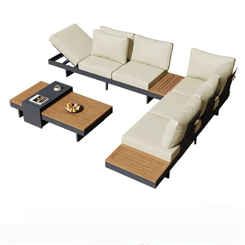 户外沙发防晒沙发庭院花园别墅酒店网红桌椅组合露天室外L型柚木,淘宝优惠券,粉丝福利购,淘宝优惠卷