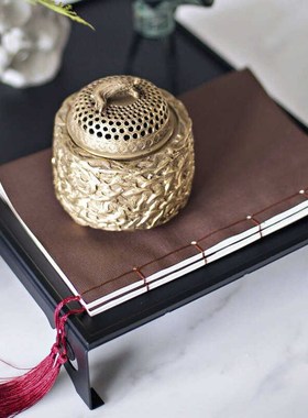 现代新中式铜鸳鸯香炉搭配摆件样板间桌面装饰品茶几飘窗托盘组合