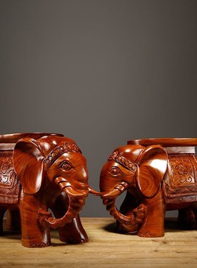 花梨木雕大象换鞋凳摆件实木雕刻大象凳子红木工艺品家居客厅装饰
