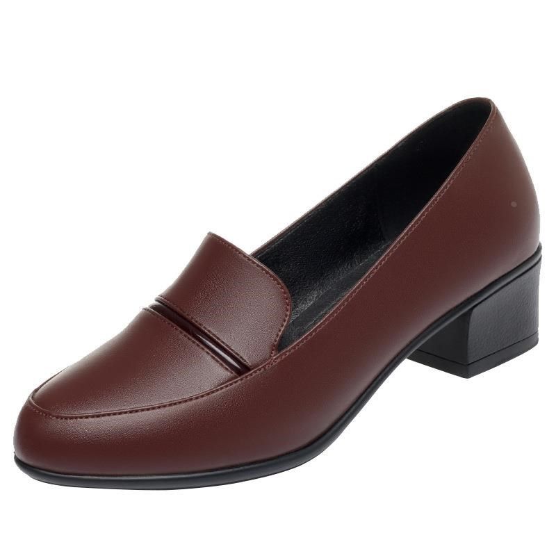 红青蜓软皮软底妈妈鞋2024春秋新款女皮鞋粗跟舒适单鞋中老年不累,淘宝优惠券,粉丝福利购,淘宝优惠卷