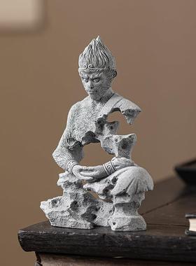 黑神话悟空齐天大圣斗战圣佛黑悟空园艺假山鱼缸造景家居装饰摆件