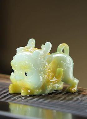 貔貅茶宠可变色摆件精品可养醒狮金蝉茶桌小摆件高端功夫茶宠招财
