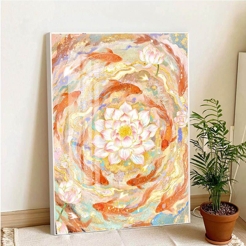 九鱼呈祥十字绣5d钻石画满钻2025新款手工diy水钻客厅卧室装饰画 - 图1