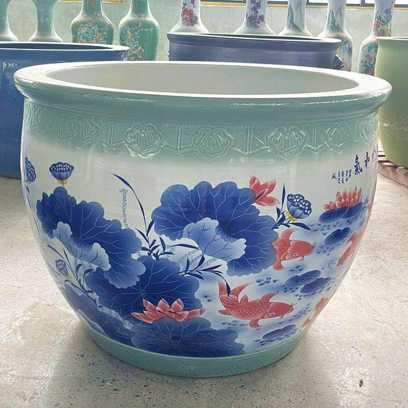 景德镇精品陶瓷鱼缸特大青花缸荷花缸睡莲缸庭院大缸别墅花园水缸,淘宝优惠券,粉丝福利购,淘宝优惠卷