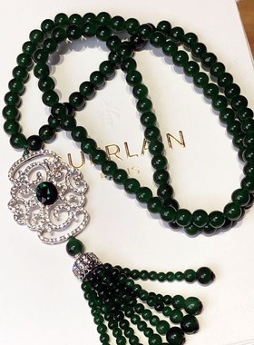 毛衣链2023年新款潮长款女秋冬祖母绿大气小众毛衣装饰项链配饰