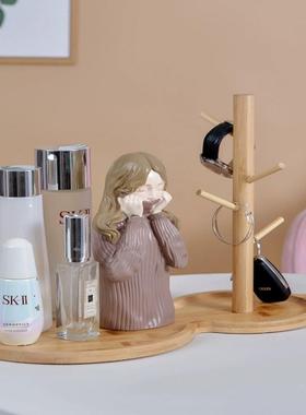 入户玄关钥匙收纳置物创意葫芦木架装饰品客厅餐厅家居桌面小摆件