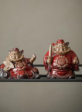 久造中式禅意钟馗摆件陶瓷家居客厅玄关装饰书房桌面摆设乔迁送礼