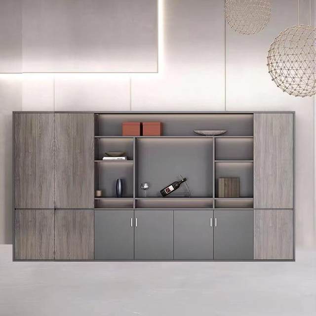 Boss office file cabinet wooden background cabinet against wall fashion information cabinet storage partition cabinet bookcase furniture