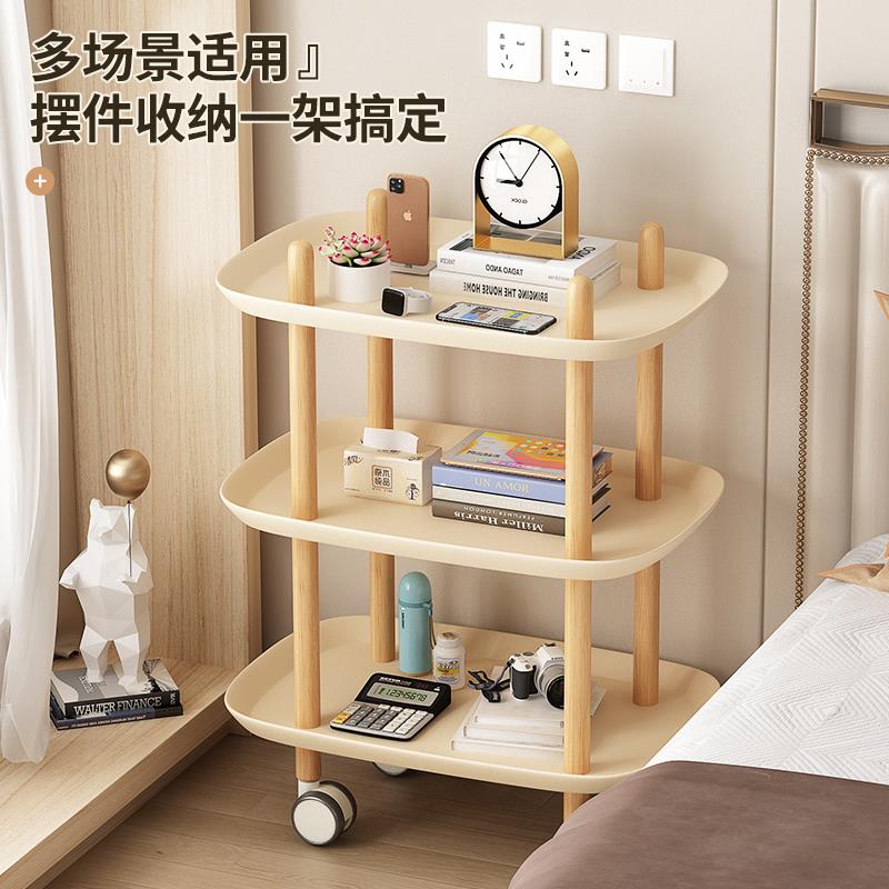 美容车小推车实榉木家用客厅工具车茶边几置物架超静音滑轮收纳车 - 图2