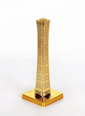 中国尊中央电视塔北京地标建筑模型金属立体桌面摆件中国特色礼品