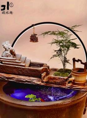 古法养鱼大水缸门海老式陶瓷养鱼缸玄关落地阳台室外庭院流水造景