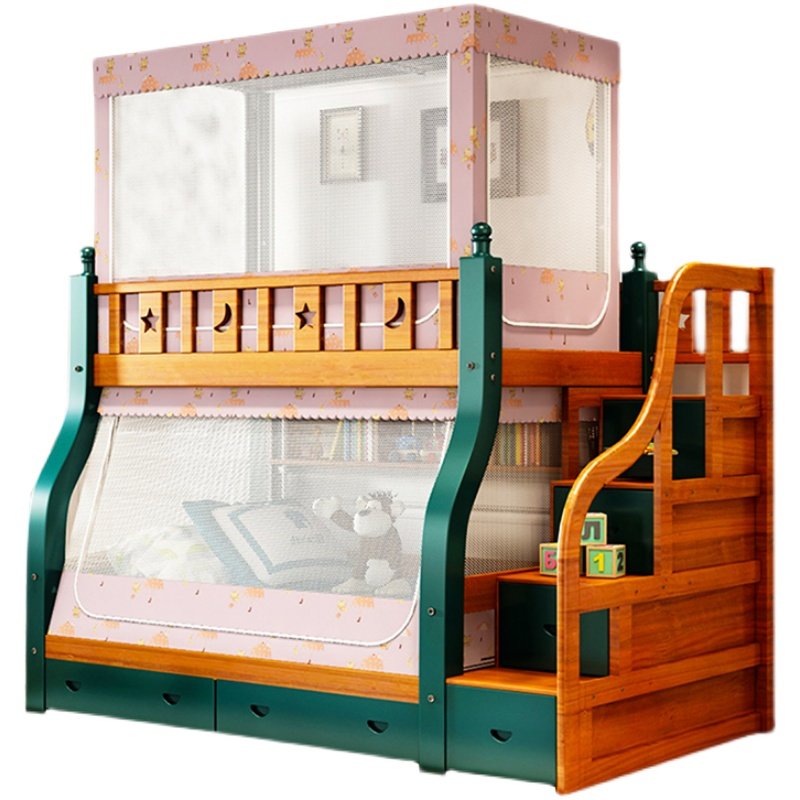 可伸缩子母床蚊帐下铺专用梯形带书架高低床帘遮光一体式上铺0.9m,淘宝优惠券,粉丝福利购,淘宝优惠卷