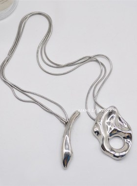 金属冷淡风复古设计异型多链条项链夸张小众OT扣个性锁骨链配饰女