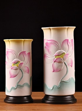 陶瓷香筒插香h桶莲花佛前装竹签线香檀香筒放香桶存香筒家用摆件