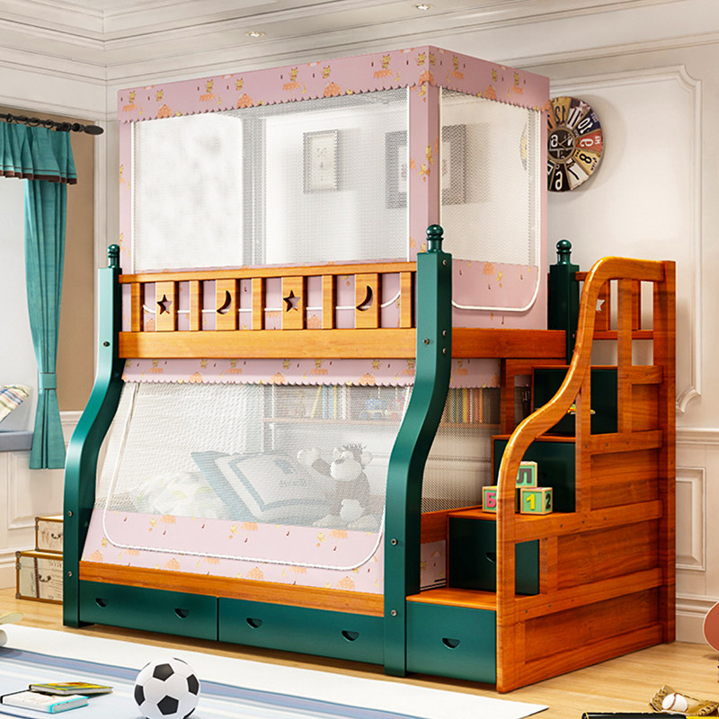 可伸缩子母床蚊帐下铺专用梯形带书架高低床帘遮光一体式上铺0.9m,淘宝优惠券,粉丝福利购,淘宝优惠卷