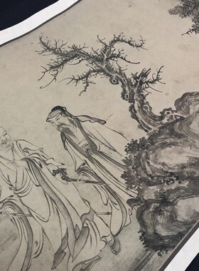1:1中国经典名画传李公麟宋张激白莲社图卷36x863cm宣纸原大现货