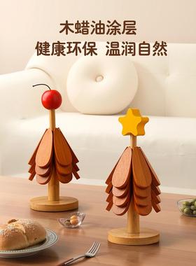贝汉美实木一棵树隔热垫餐桌防烫耐高温折叠杯垫碗垫乔迁新居礼物