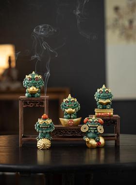 可爱治愈系文创石狮子一对家居桌面指定发财小摆件送同事朋友礼物