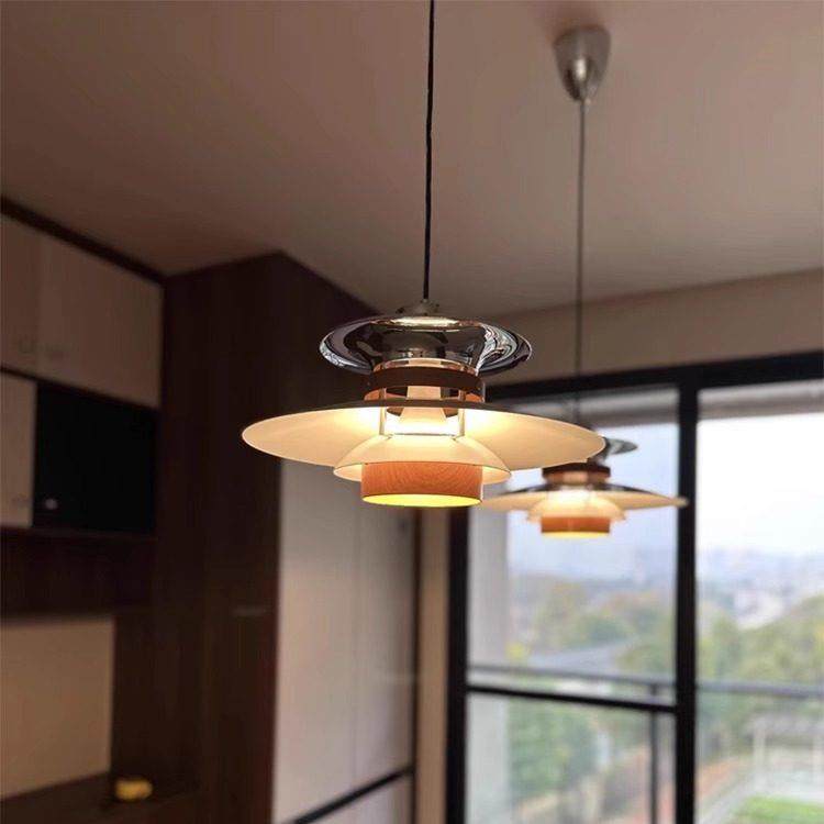 中古餐厅灯包豪斯咖啡厅吧台岛台灯复古胡桃木纹餐桌ph5飞碟吊灯,淘宝优惠券,粉丝福利购,淘宝优惠卷