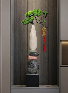 时来运转花艺玄关竖高摆件入户客厅电视柜壁龛细长家居陶瓷装饰品