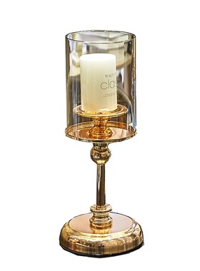 简约北欧复古烛台摆件无烟蜡烛浪C漫烛光西餐餐桌家用现代饰品摆