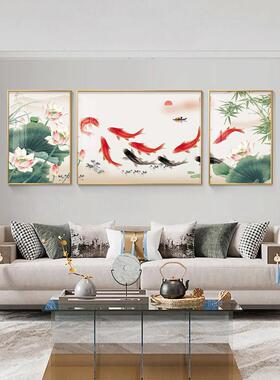 嘉禾万世兴客厅装饰画沙发背景墙画现代简约三联壁画挂画