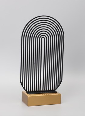 现代简约金属黑色屏风摆件样板房售楼部卧室书房客V厅桌面玄关饰