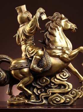 纯黄铜马上封侯马上有钱马上发财办公室马到成功摆件中Y式礼品装