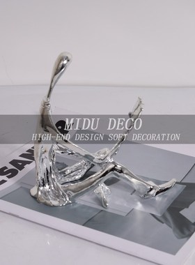 现代欧式艺术坐姿k看书人桌面创意摆件样板间卧室客厅书房软装饰