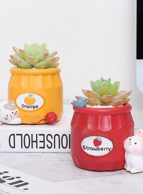 卡通动物小兔小猫树脂蜜果屋笔筒桌面装J饰收纳创意儿童笔筒小摆