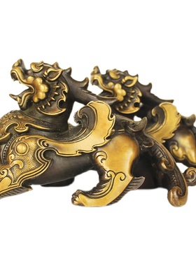 纯铜貔貅摆件一对公母皮丘铜貔貅神兽H店铺开业礼品客厅装饰品礼