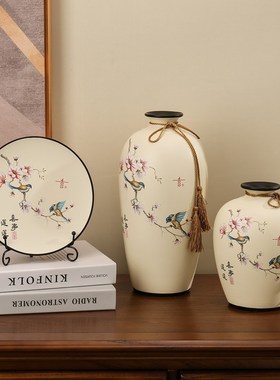 家居装饰品客厅电视柜入户玄关陶瓷摆件花瓶创意软装高Y级感三件