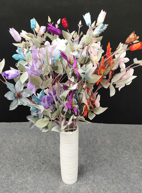 仿真15色10叉喷绒铁线莲 简约清新混搭装饰插花 植物假花花束