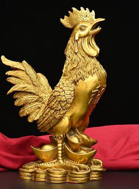 大公鸡摆件铜公鸡金鸡铜鸡的摆件黄铜金钱鸡家居中式生肖摆件