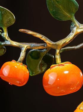 福禄如意柿子铜葫芦摆件新中式乔迁大吉搬家礼物乔迁新居客厅装饰