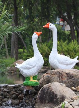 彷真大鹅摆件户外农家乐池塘田园风造景装饰烧鹅店玻璃钢动物雕塑
