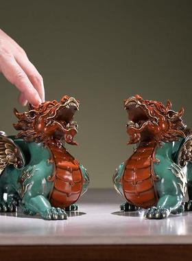 朱炳仁铜威武貔貅客厅装饰装饰品家居装饰创意貔貅风水办公桌摆件