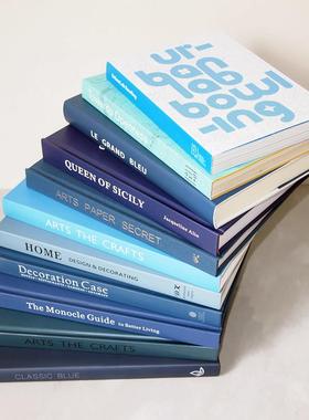 蓝色简约装饰真书 样板房陈列装饰书 样板间饰品摆件 摆场道具书