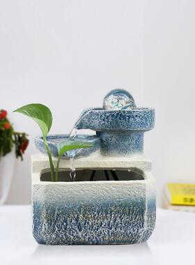 客厅风水轮流水财富摆件循环水功能办公室桌面财富小摆设开门红