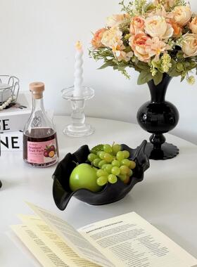 Wabi-Sabi风格陶瓷叶盘珠宝珠宝香薰水果盘存储高端入口钥匙存储