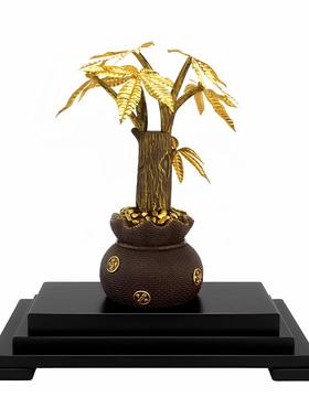 金箔发财树摆件招财树客厅办公室装饰工艺品公司开业乔迁礼品高档