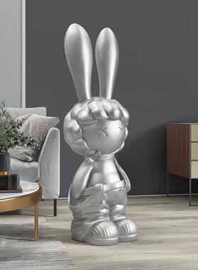 兔子娃娃时尚的大客厅地板站立的装饰品家庭装饰品旁边的电视柜乔