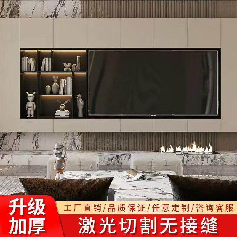 定制不锈钢电视壁龛嵌入式装饰柜铝板柜客厅背景墙钢板柜哑黑无缝,淘宝优惠券,粉丝福利购,淘宝优惠卷