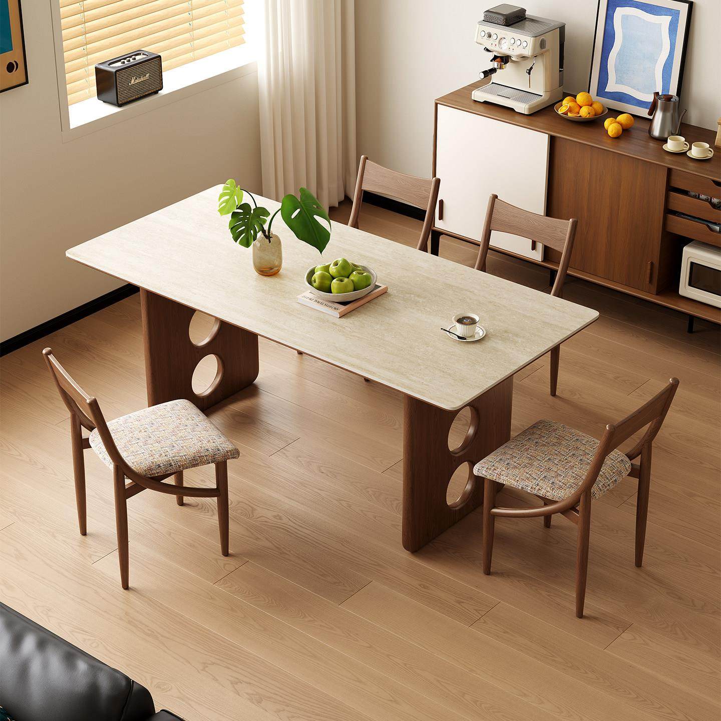 中古风德利丰岩板餐桌椅组合实木小户型长方形白蜡木现代简约饭桌,淘宝优惠券,粉丝福利购,淘宝优惠卷