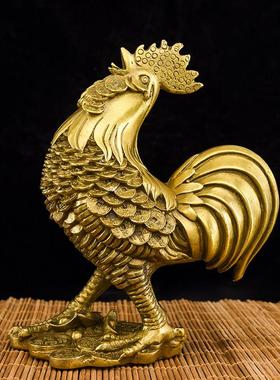 铜公鸡摆件纯铜金鸡元宝鸡吉祥金钱鸡家居客厅卧十二生肖大号摆件