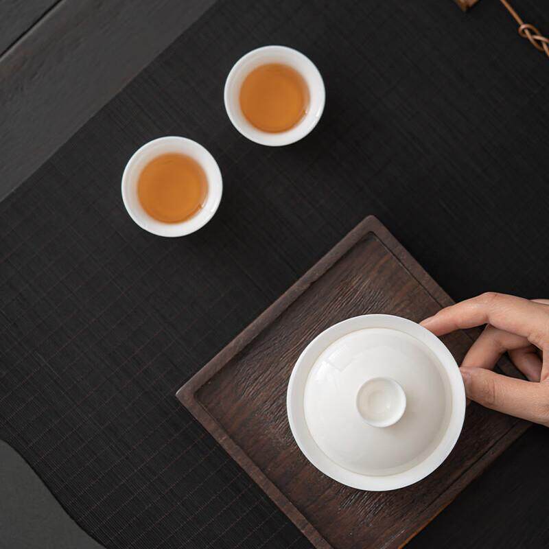 One-person tea set, personal special mutton-fat jade white porcelain three-cup teacup set, home gift-giving, high-end gift box