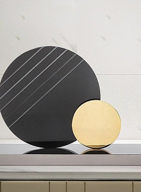 北欧轻奢创意大理石圆环几何摆A设电视柜玄关酒店会所样板房间摆