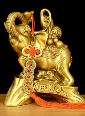 铜大象摆件葫芦母子象铜象一对家居客厅玄关展厅装饰摆设工艺礼品